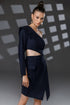 NERIS dark blue asymmetric cutout dress with one-shoulder neckline and single long sleeve