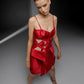 SCORIA red Mikado editorial dress with sculptural corset lacing and geometric waist cutouts by FlyandFall