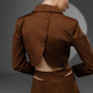 SOLEN Cocoa Brown deconstructed tailored set back detail with buttoned cropped top and waist cutout