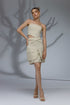 SOLEN sand beige deconstructed tailored set with strapless top and layered skirt, FlyandFall women’s avant-garde fashion